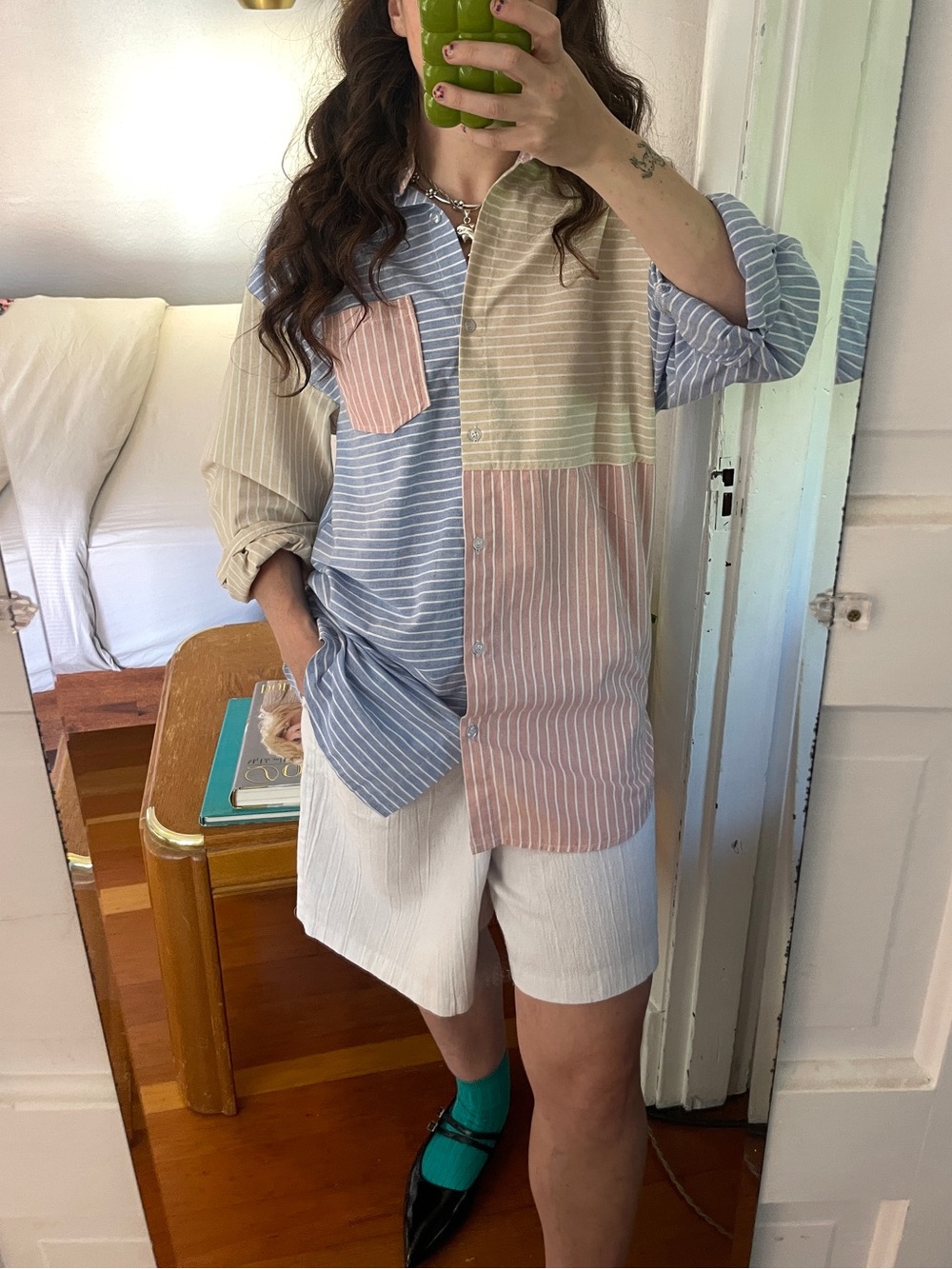 Striped Color Block Button Down